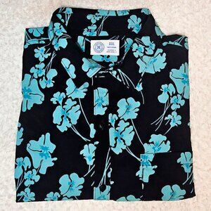 Hurley XXL Black & Blue Floral Button-Up Shirt – Stretch Fabric